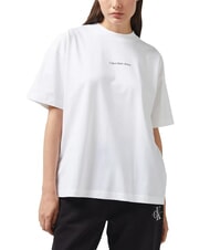 CALVIN KLEIN CK JEANS T-shirt manica corta relaxed fit stampa bright white - T-shirt e Top Donna - 1