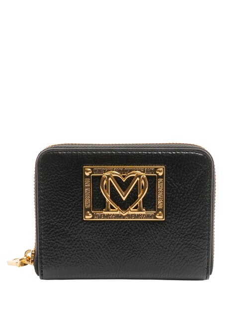 LOVE MOSCHINO LOCKED IN GOLD  Portafoglio zip around piccolo Nero - Portafogli Donna