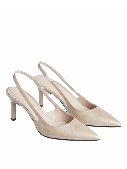 CALVIN KLEIN CK Décolleté sling back in pelle stony beige - Scarpe Donna