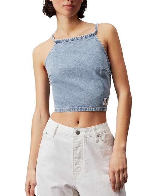 CALVIN KLEIN CK JEANS Crop top in denim con lacci denim - T-shirt e Top Donna