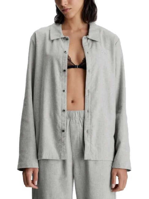 CALVIN KLEIN CK Camicia di pigiama in flanella grey heather - Pigiami Donna