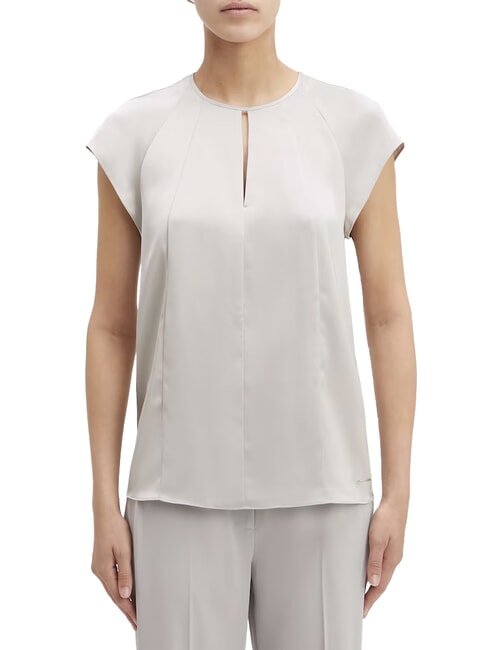 CALVIN KLEIN CK Camicia in raso a maniche corte sand pebble - Camicie Donna