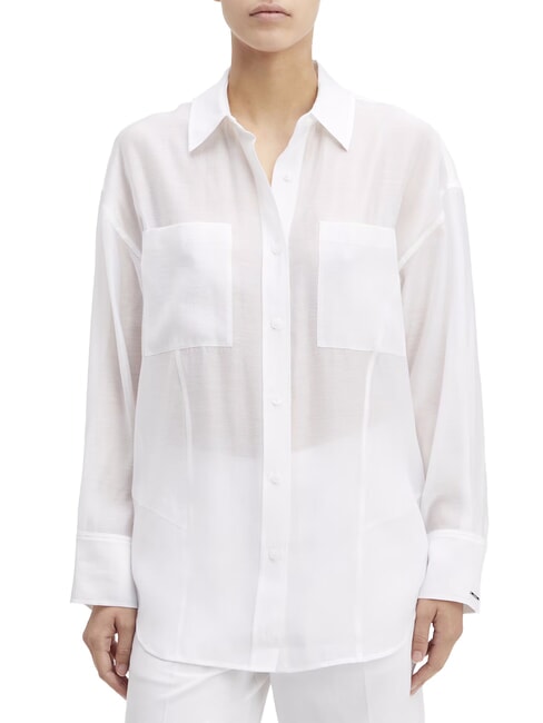 CALVIN KLEIN CK Camicia cut out oversize  trasparente bright white - Camicie Donna
