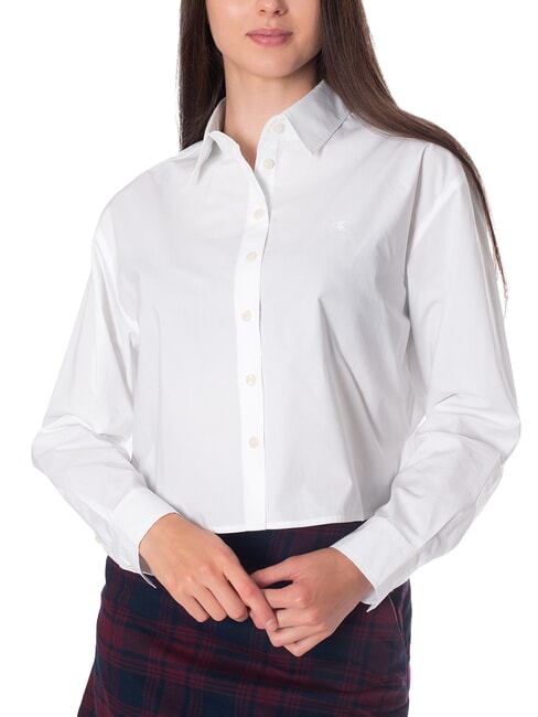 CALVIN KLEIN CK JEANS Camicia corta a maniche lunghe in cotone bright white - Camicie Donna