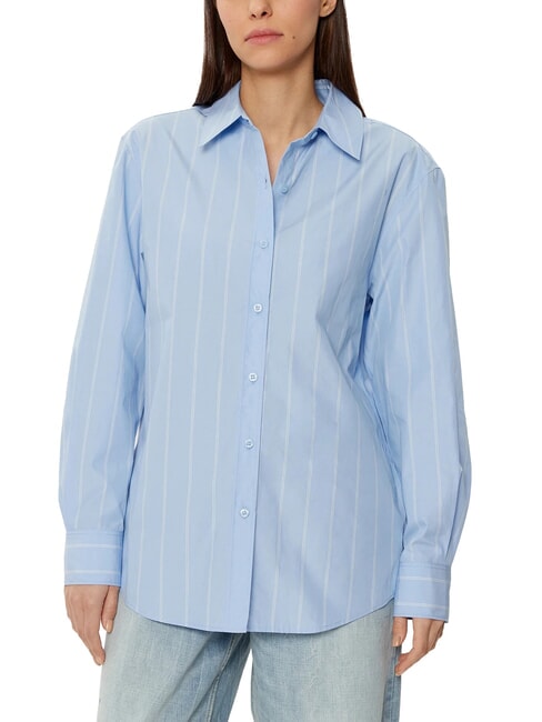 CALVIN KLEIN CK Camicia a maniche lunghe relaxed fit egret / night sky placed stripe - Camicie Donna