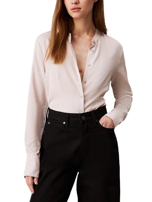 CALVIN KLEIN CK Camicia a maniche lunghe in viscosa gray morn - Camicie Donna