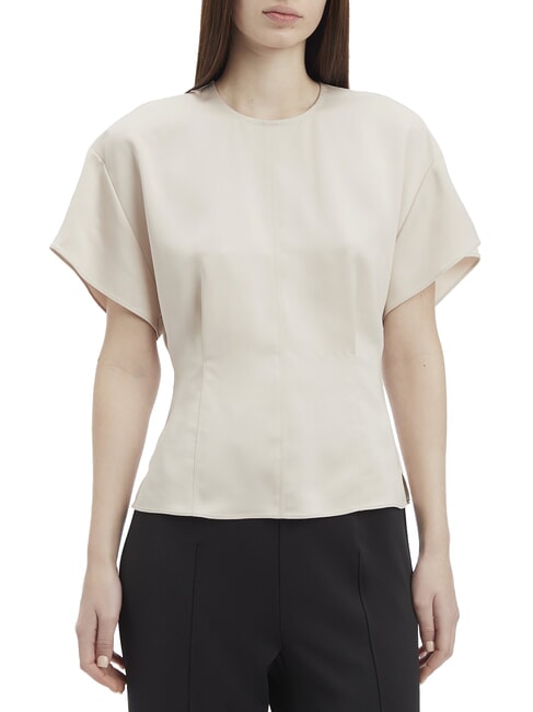 CALVIN KLEIN CK Camicia in raso a maniche corte gray morn - Camicie Donna