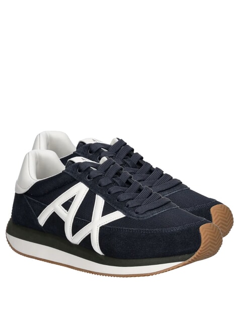 ARMANI EXCHANGE ROYALE SUEDE AIR MESH Sneakers in pelle AX logo navy+off white - Scarpe Uomo