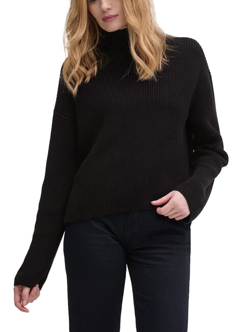 CALVIN KLEIN CK JEANS Maglione dolcevita cotone relaxed fit ck black - Maglie Donna
