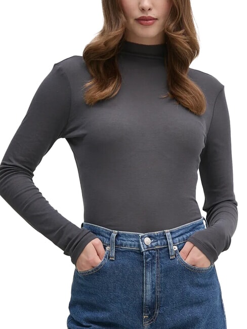 CALVIN KLEIN CK JEANS Maglia lupetto in cotone ebony - Maglie Donna