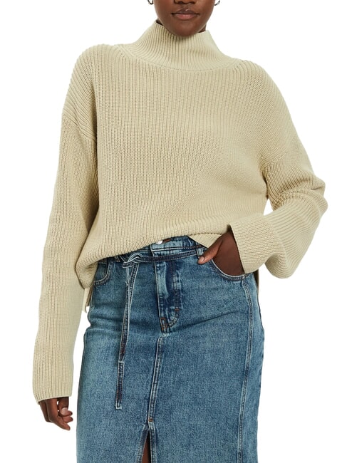 CALVIN KLEIN CK JEANS Maglione dolcevita cotone relaxed fit pelican - Maglie Donna