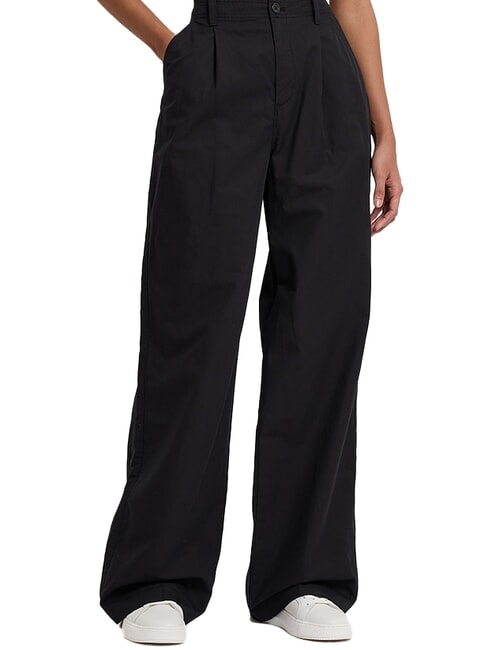 CALVIN KLEIN CK JEANS Pantaloni chino larghi gamba dritta ck black - Pantaloni Donna