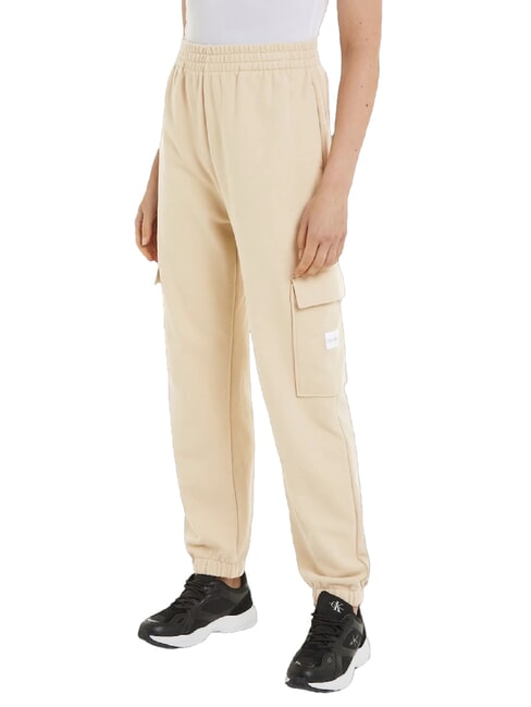 CALVIN KLEIN CK JEANS Pantaloni da jogging con tasconi pale khaki - Tute sportive Donna