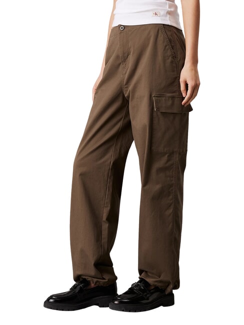 CALVIN KLEIN CK JEANS Pantaloni cargo brushed in cotone tarmac - Pantaloni Donna