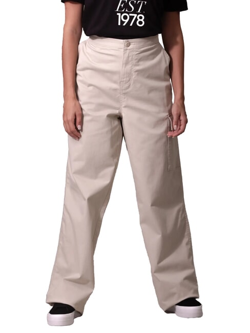 CALVIN KLEIN CK JEANS Pantaloni cargo brushed in cotone pelican - Pantaloni Donna