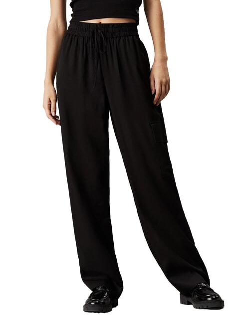 CALVIN KLEIN CK JEANS Pantalone morbido in viscosa ck black - Pantaloni Donna
