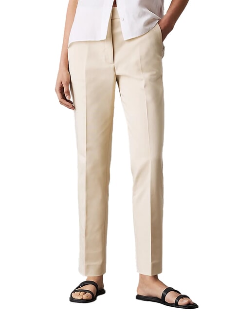 CALVIN KLEIN CK Pantaloni chino dritti a vita alta wood ash - Pantaloni Donna