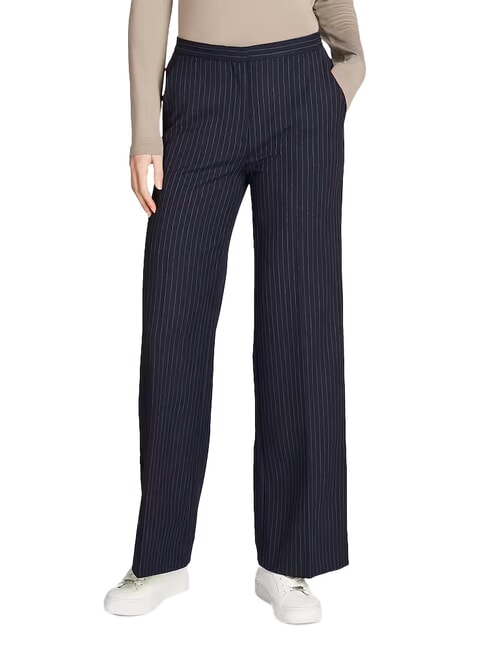 CALVIN KLEIN CK Pantaloni gessati a gamba larga night sky / gray morn stripe - Pantaloni Donna