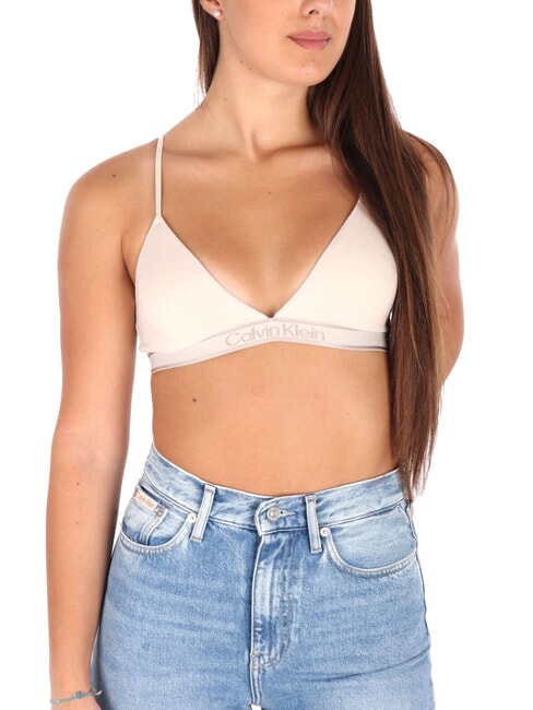 CALVIN KLEIN CK Reggiseno bralette a triangolo sandshell w/ new stone logo - Reggiseni Donna