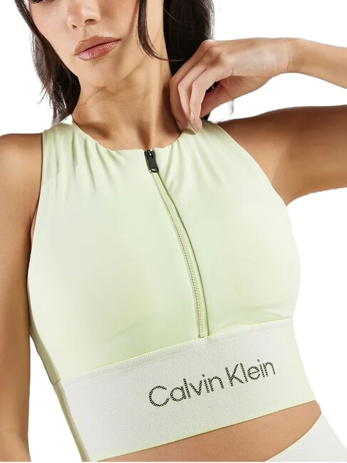 CALVIN KLEIN CK PERFORMANCE Reggiseno sportivo zip medio impatto lime cream - Reggiseni Donna