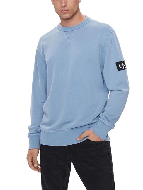 CALVIN KLEIN CK JEANS Felpa a girocollo in cotone faded denim - Felpe Uomo