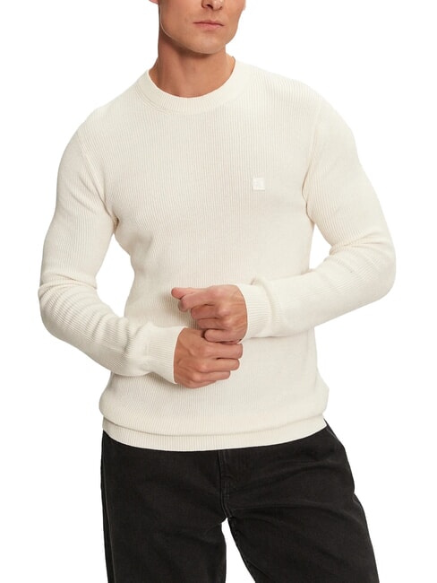 CALVIN KLEIN CK JEANS Maglione girocollo a costine ivory - Maglie Uomo