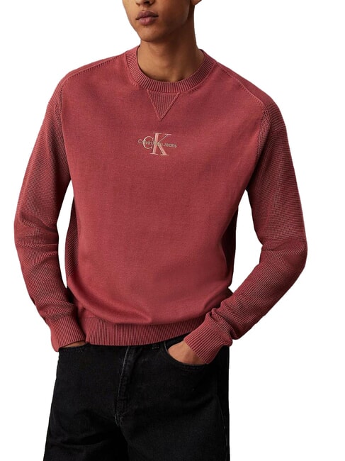 CALVIN KLEIN CK JEANS Maglione in cotone con logo apple butter - Maglie Uomo