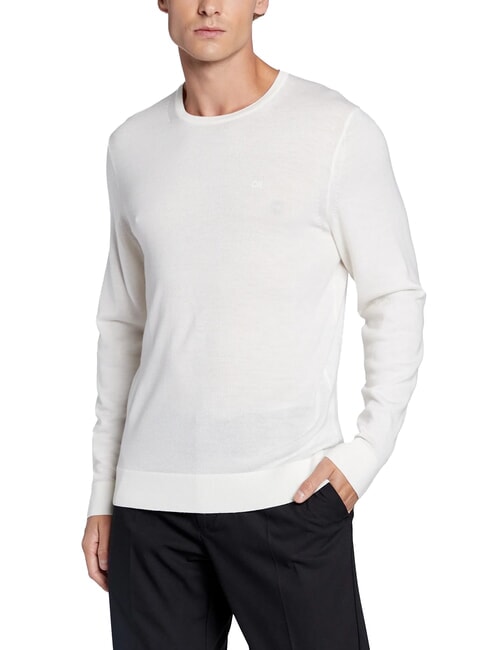 CALVIN KLEIN SUPERIOR WOOL Maglione lana scollo tondo egret - Maglie Uomo