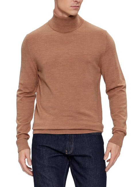 CALVIN KLEIN CK Maglione dolcevita slim fit in lana travertine heather - Maglie Uomo