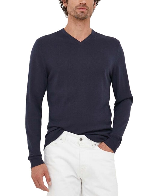 CALVIN KLEIN CK Maglione in lana scollo v, regular fit night sky - Maglie Uomo