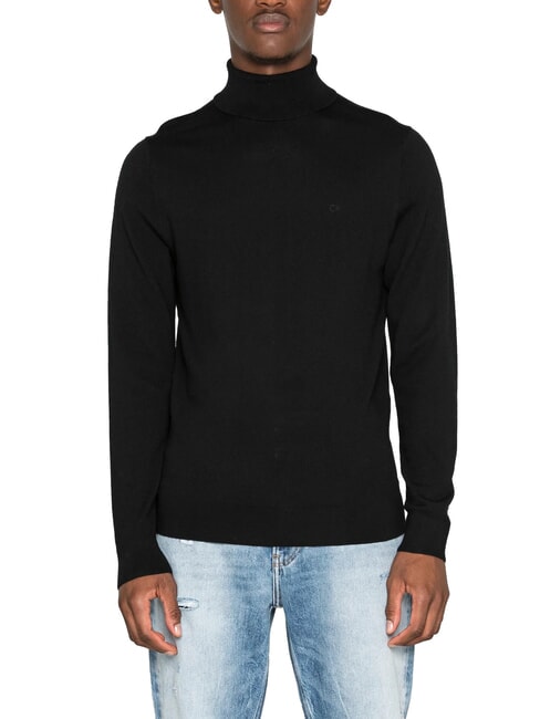 CALVIN KLEIN CK Maglione dolcevita slim fit in lana ck black - Maglie Uomo