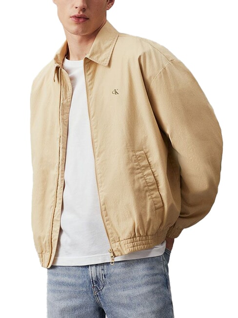 CALVIN KLEIN CK JEANS Giubbotto relaxed fit con zip pale khaki - Giacche Uomo