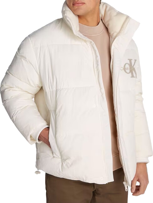 CALVIN KLEIN CK JEANS Giubbotto imbottito logo sherpa ivory - Piumini Uomo