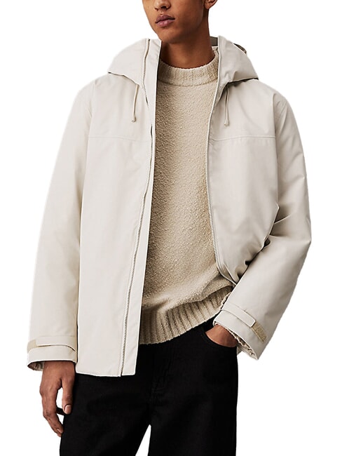 CALVIN KLEIN CK JEANS Giubbino cappuccio tessuto tecnico pelican - Giacche Uomo