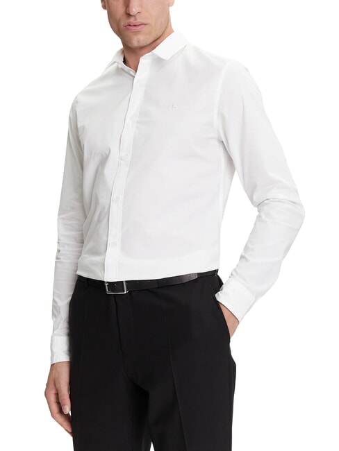 CALVIN KLEIN CK JEANS Camicia manica lunga slim fit stretch bright white - Camicie Uomo