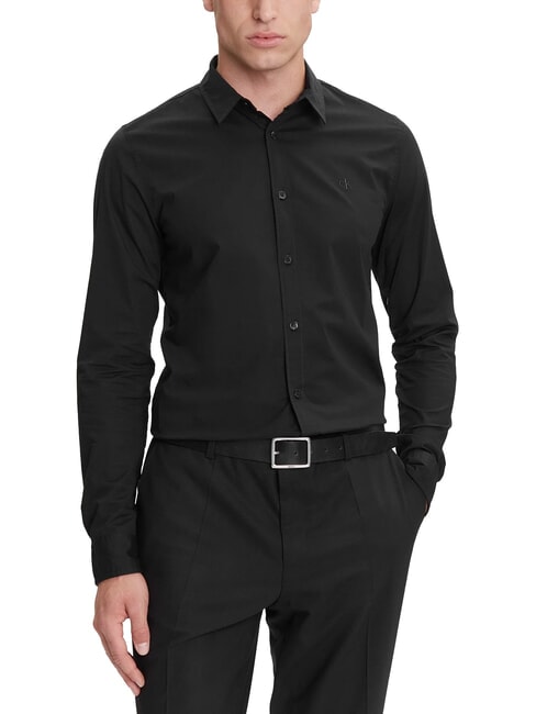 CALVIN KLEIN CK JEANS Camicia manica lunga slim fit stretch ck black - Camicie Uomo