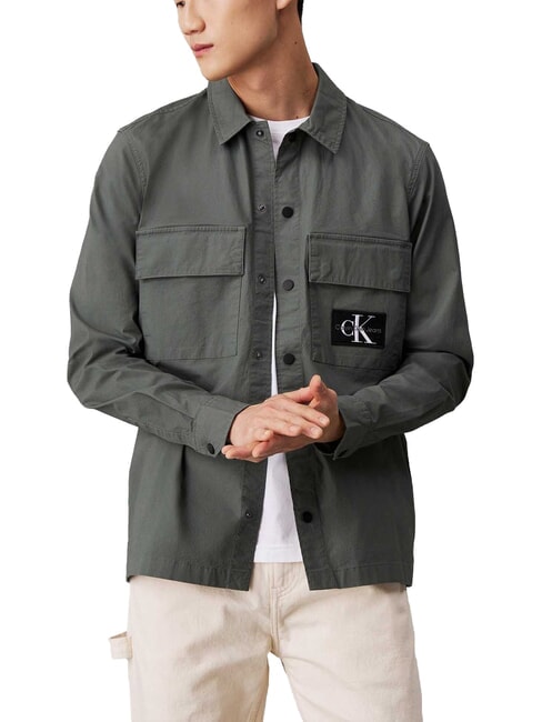 CALVIN KLEIN CK JEANS Camicia manica lunga cargo relaxed fit endless grey - Camicie Uomo