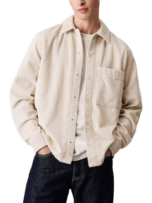 CALVIN KLEIN CK JEANS Camicia manica lunga velluto a coste relaxed fit pelican - Camicie Uomo