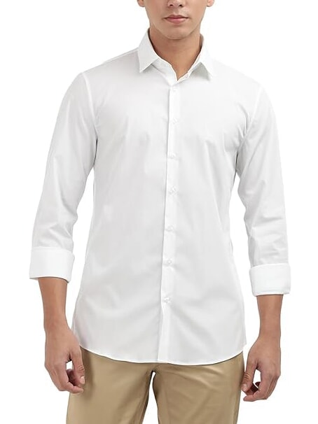 CALVIN KLEIN CK Camicia in popeline di cotone slim fit bright white - Camicie Uomo