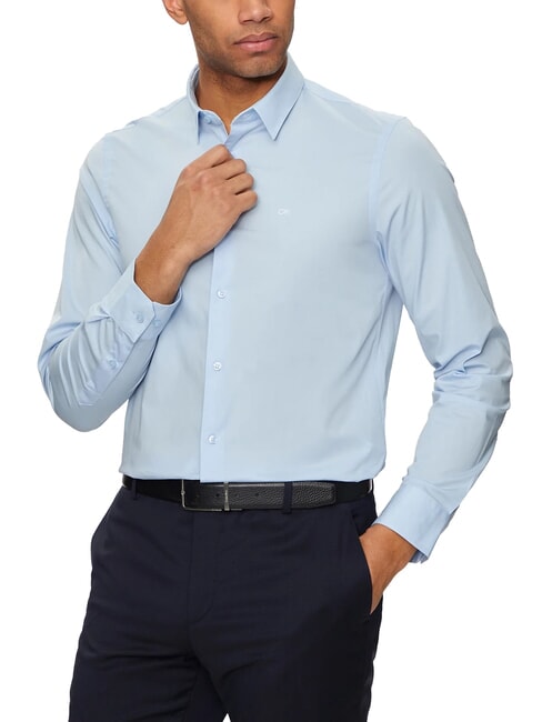 CALVIN KLEIN STRETCH POPLIN Camicia slim in cotone calm blue - Camicie Uomo