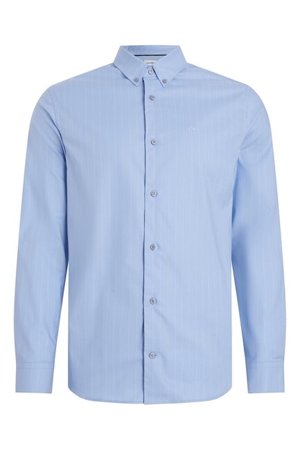 CALVIN KLEIN CK Camicia manica lunga a righe slim fit vista blue - Camicie Uomo