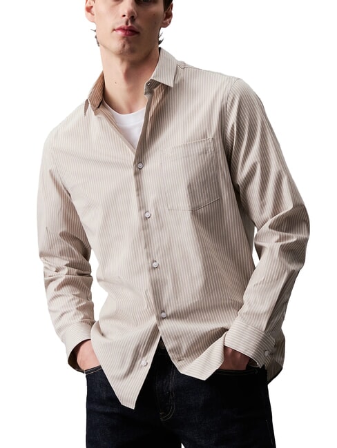 CALVIN KLEIN CK Camicia a righe popeline stretch london fog - Camicie Uomo
