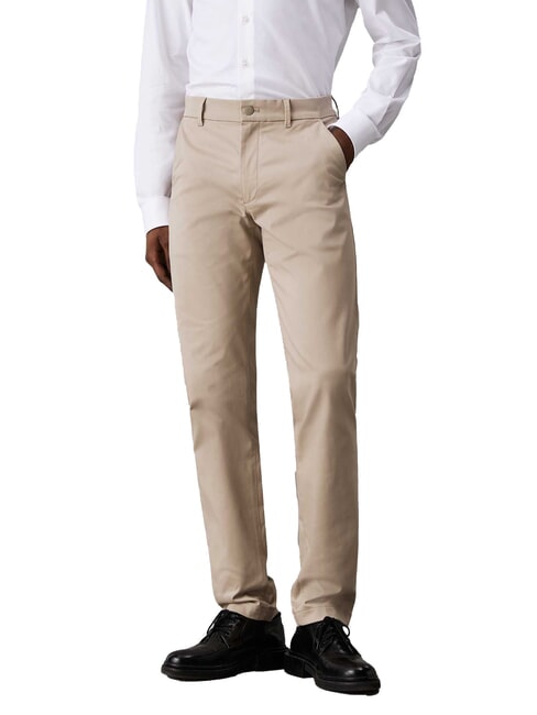 CALVIN KLEIN CK Pantalone chino slim fit vita media fresh clay - Pantaloni Uomo