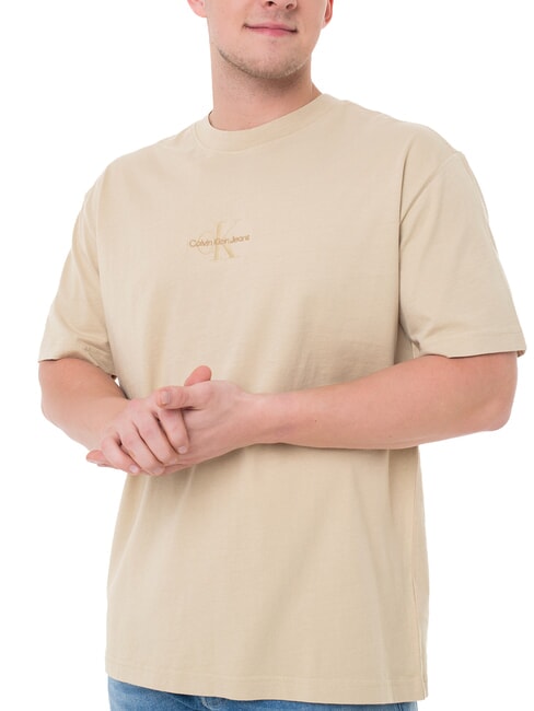 CALVIN KLEIN CK JEANS T-shirt manica corta washed monologo pale khaki - T-shirt Uomo