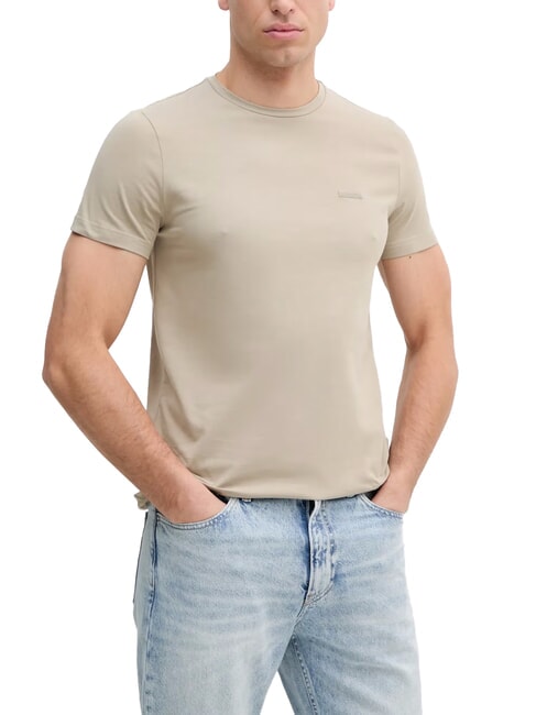 CALVIN KLEIN CK T-shirt a maniche corte stretch slim fit stony beige - T-shirt Uomo