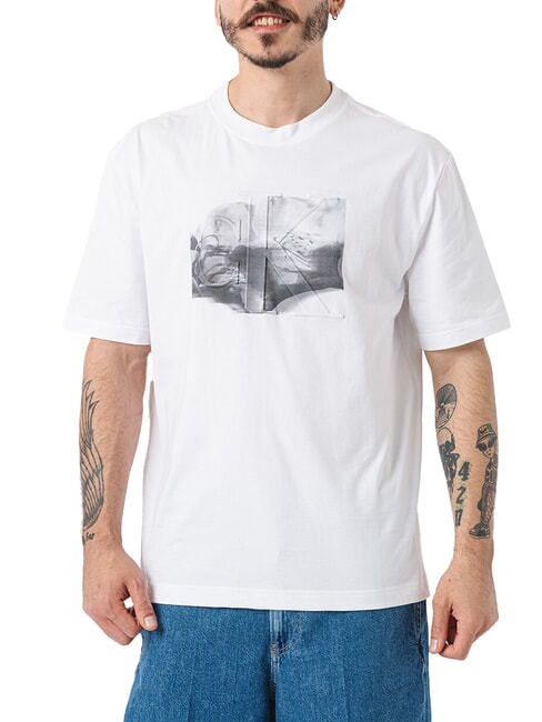 CALVIN KLEIN CK JEANS T-shirt  manica corta Embossed Euphoric bright white - T-shirt Uomo