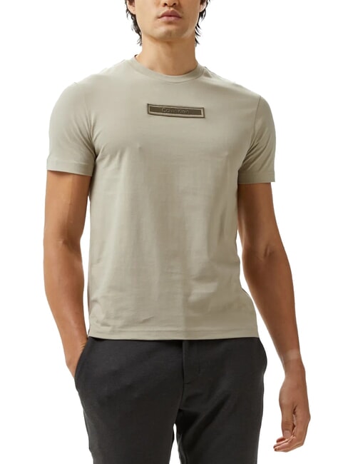 CALVIN KLEIN CK T-shirt in cotone slim fit con patch logo fresh clay - T-shirt Uomo