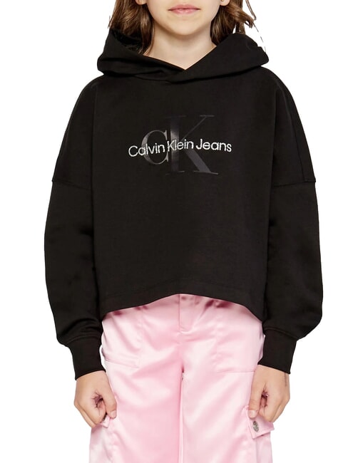 CALVIN KLEIN CK KIDS Felpa cappuccio stampa logo glitter ck black - Felpe Bambini