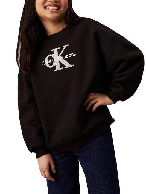 CALVIN KLEIN CK KIDS Felpa girocollo logo sherpa ck black - Felpe Bambini