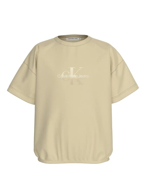 CALVIN KLEIN CK KIDS T-shirt maniche corte cotone con elastico pale khaki - T-shirt Bambino